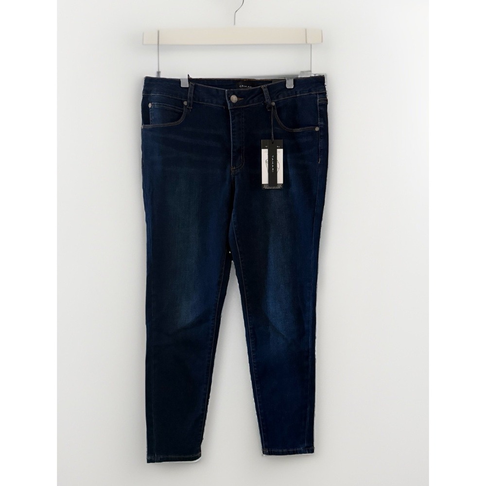 NWT Tahari Jeans Womens Sz 12 GIA Thigh Slimming Ankle Skinny Stretch Denim - Picture 1 of 14